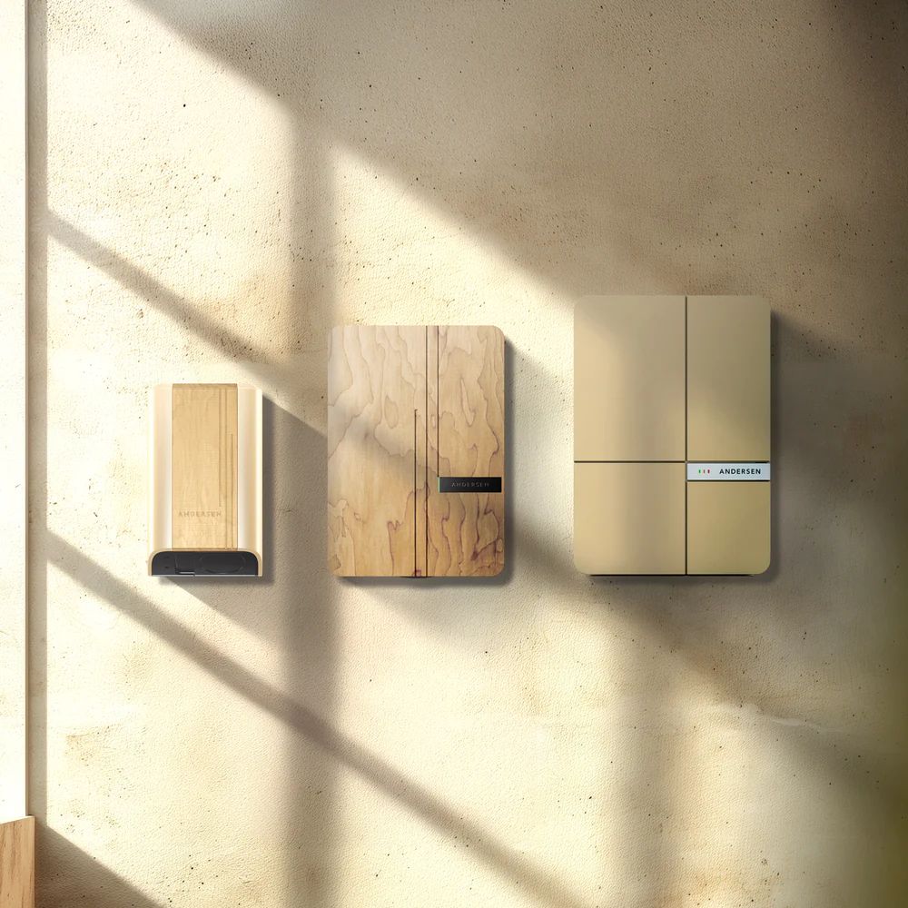 Andersen EV charger collection showing the design-led finish of the range.